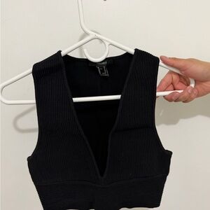 Forever 21 Black Ribbed Crop Top